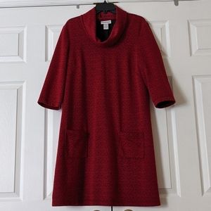 Northstyle red and black cowl neck knit dress EUC